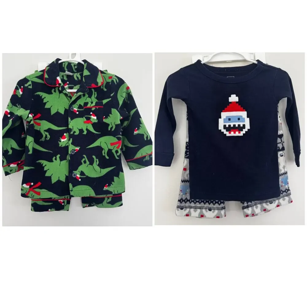 Bundle of babyGap Fleece Pajama Sets: Christmas Dinosaurs and Abominable Snowman